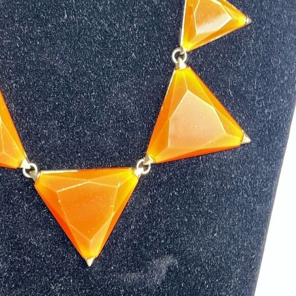 Modern necklace and earring set womans orange and gold rocker futuristic cosplay - Picture 4 of 8